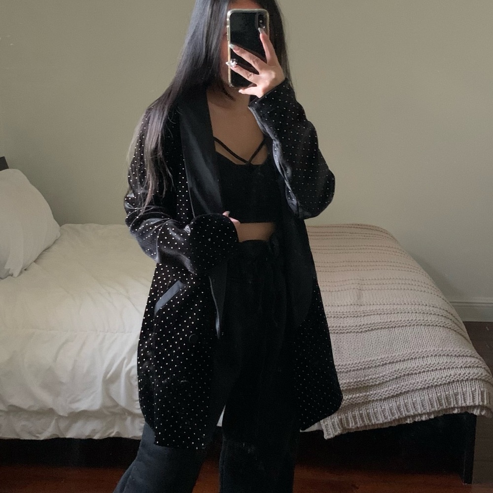 Leith black gold studded blazer
